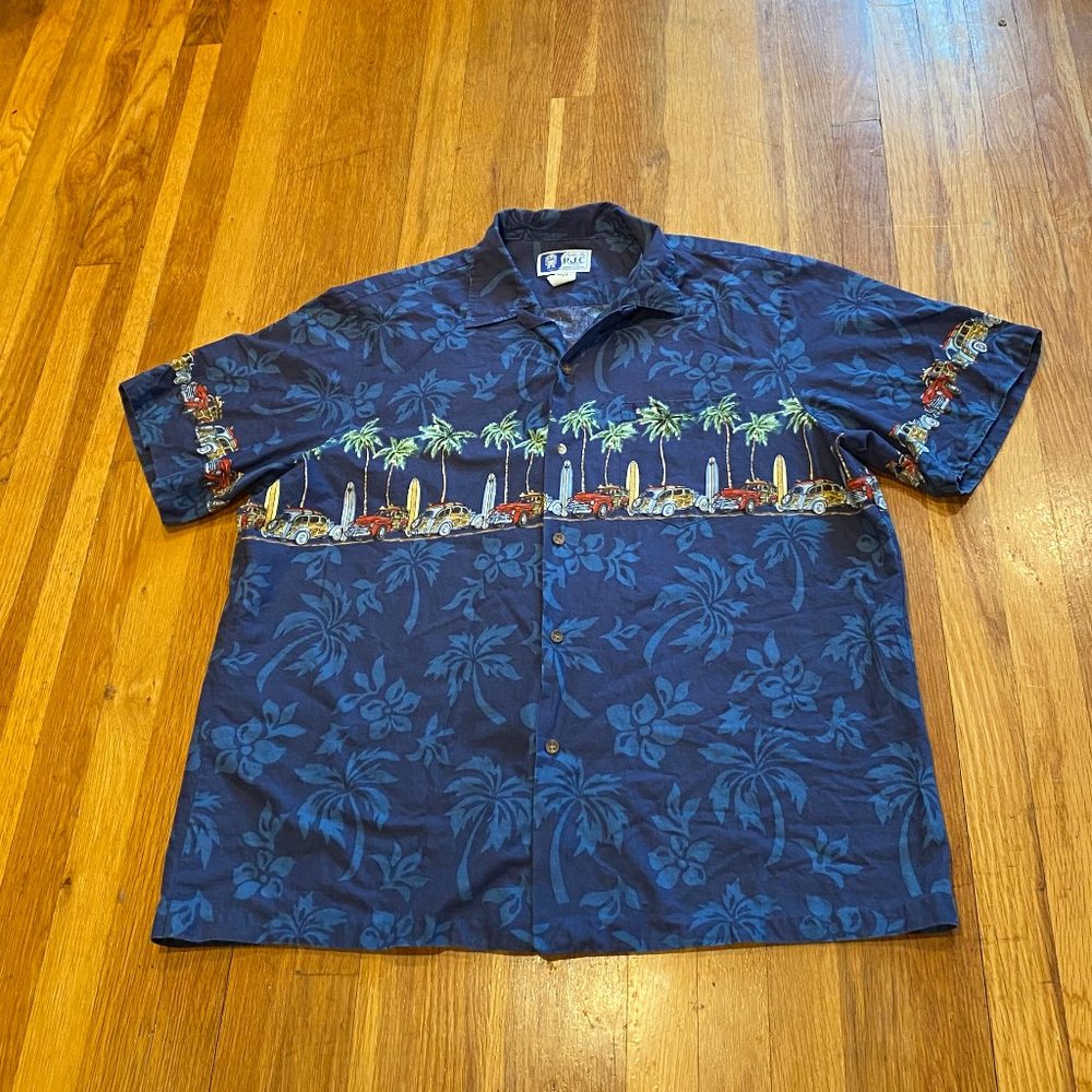 Styled by RJC Hawaiian Shirt W/Cool Cars & Surfboards Size 2XL 100% Cotton